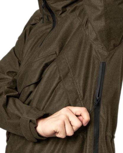 Pine Green Melange Coloured Seeland Avail Smock on White background 