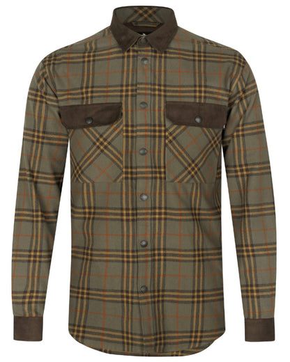 Grape Leaf Terracotta Check Coloured Seeland Banff Shirt on white background 