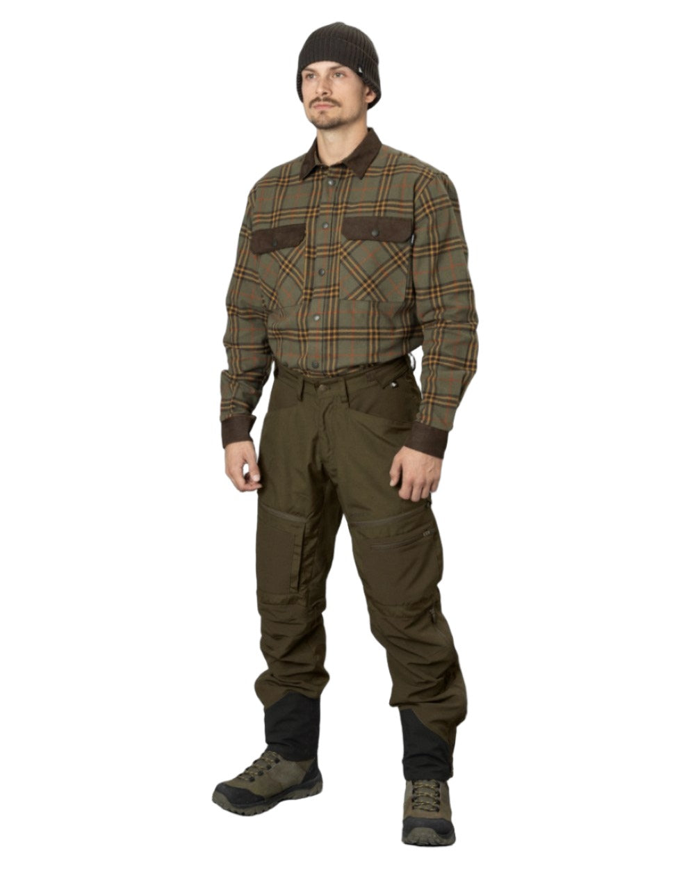 Grape Leaf Terracotta Check Coloured Seeland Banff Shirt on white background 