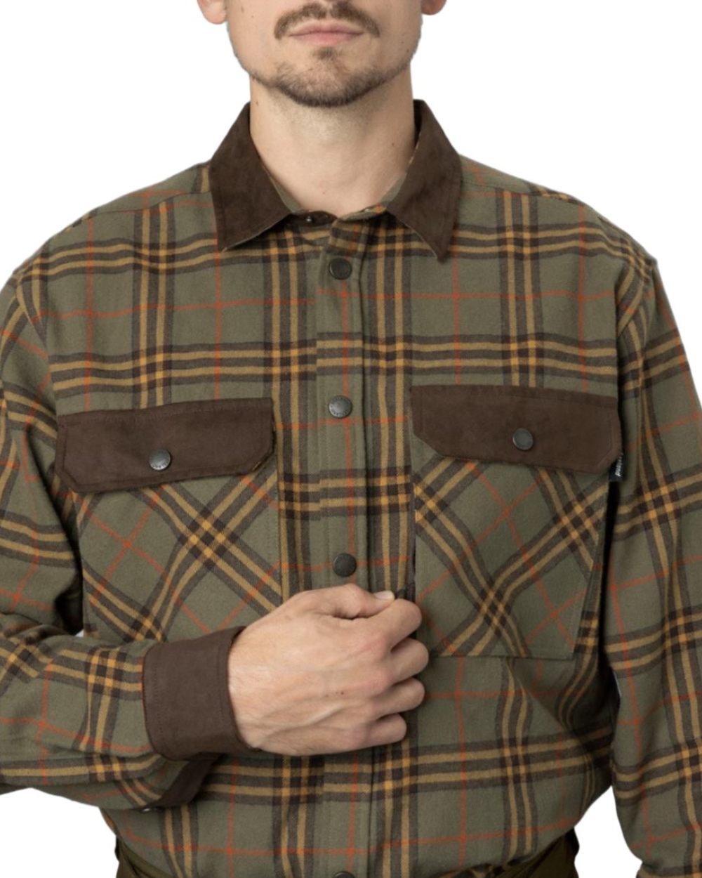 Grape Leaf Terracotta Check Coloured Seeland Banff Shirt on white background 