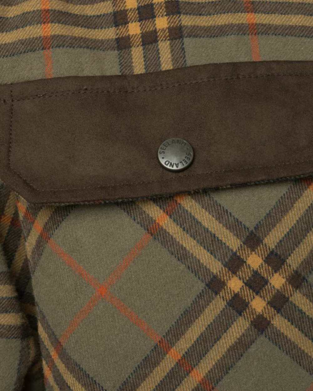 Grape Leaf Terracotta Check Coloured Seeland Banff Shirt on white background 