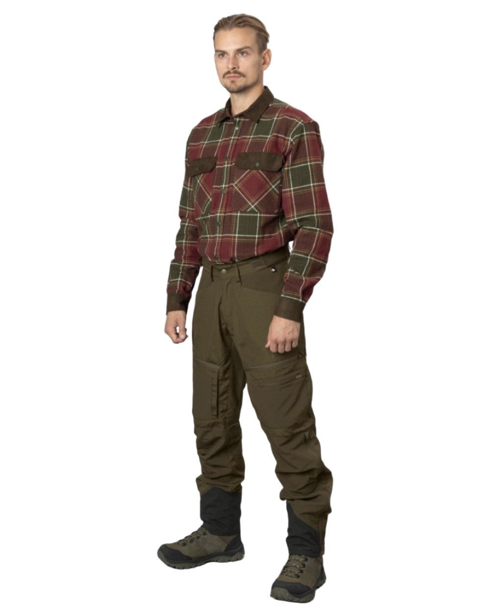 Red Check Coloured Seeland Banff Shirt on white background 