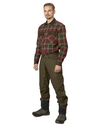 Red Check Coloured Seeland Banff Shirt on white background 