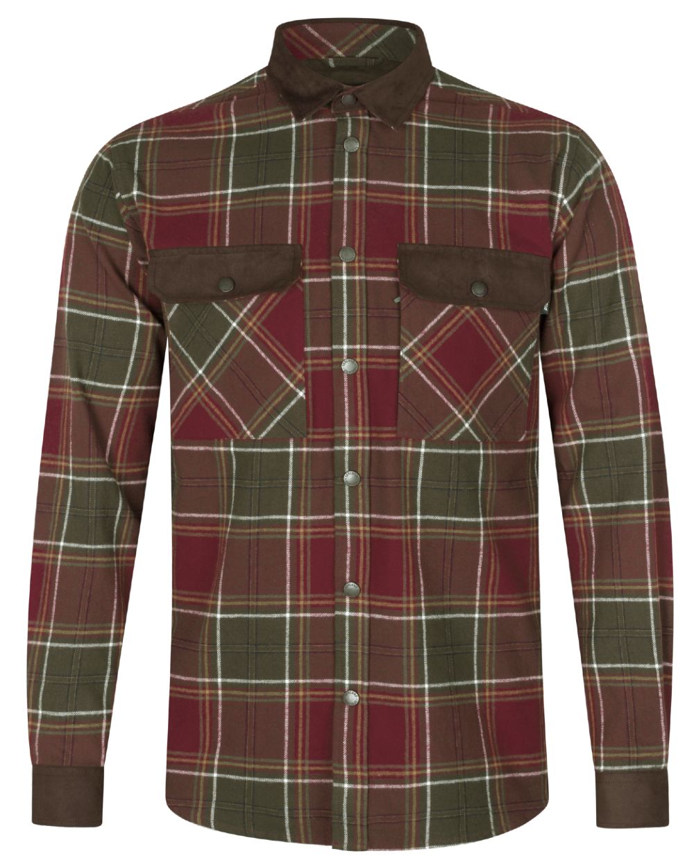 Red Check Coloured Seeland Banff Shirt on white background 
