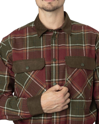 Red Check Coloured Seeland Banff Shirt on white background 