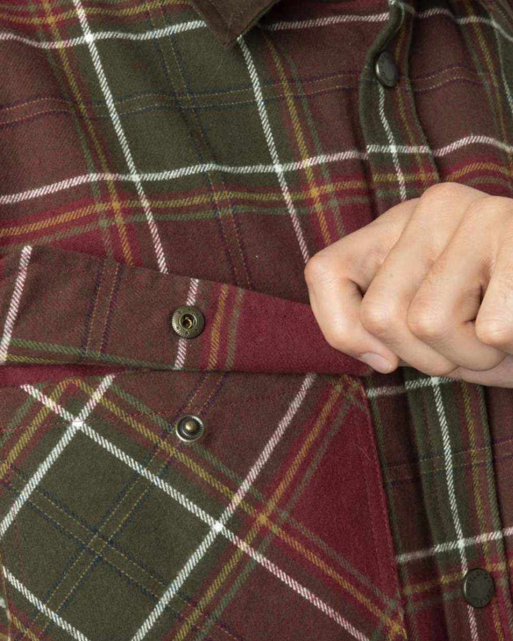 Red Check Coloured Seeland Banff Shirt on white background 