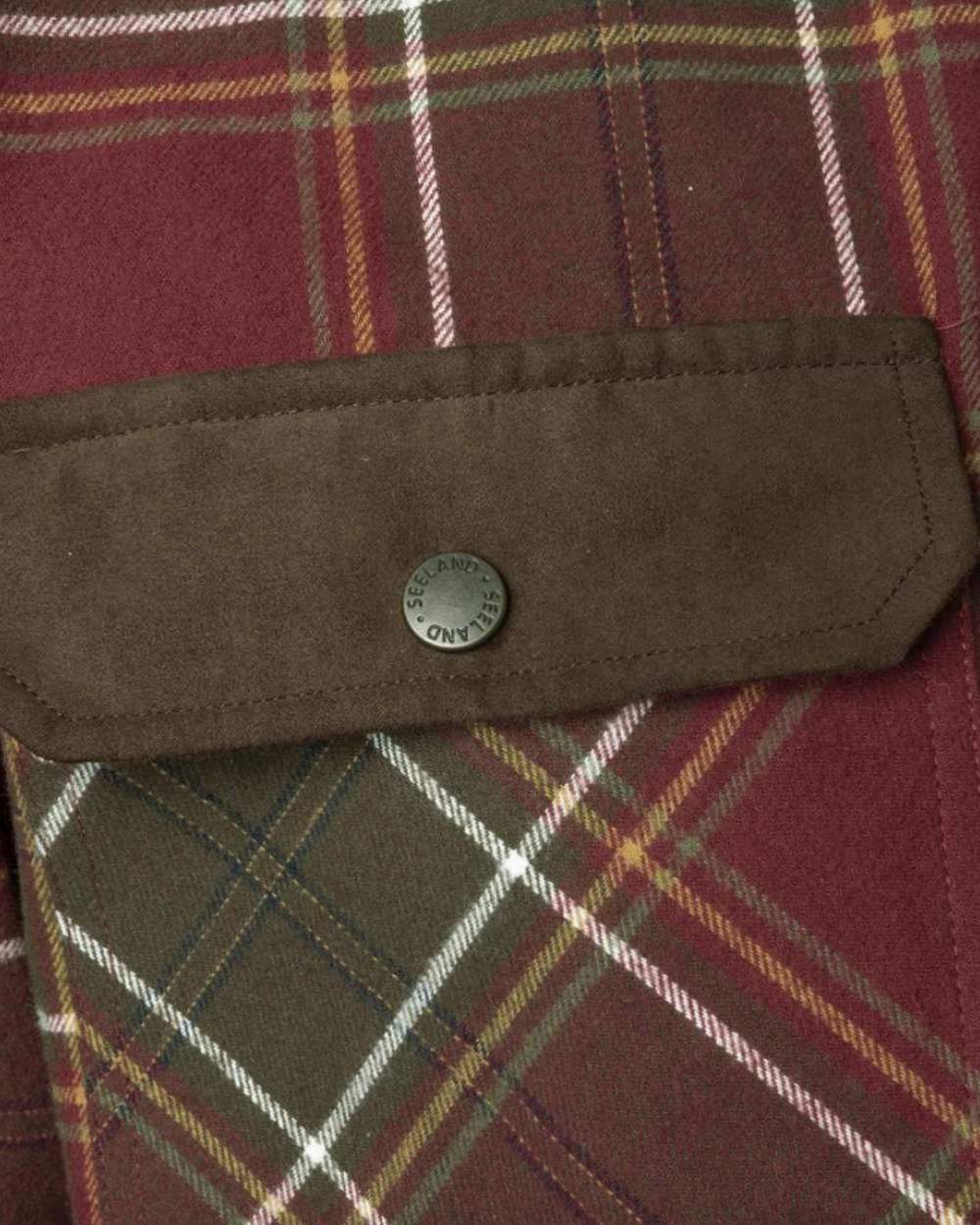 Red Check Coloured Seeland Banff Shirt on white background 