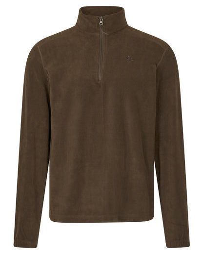 Dark Brown Coloured Seeland Benjamin Half Zip Fleece on white background 