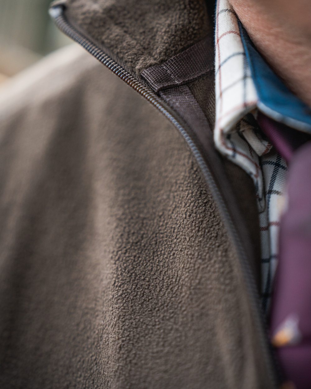Pine Green Coloured Seeland Benjamin Half Zip Fleece on outdoor background 