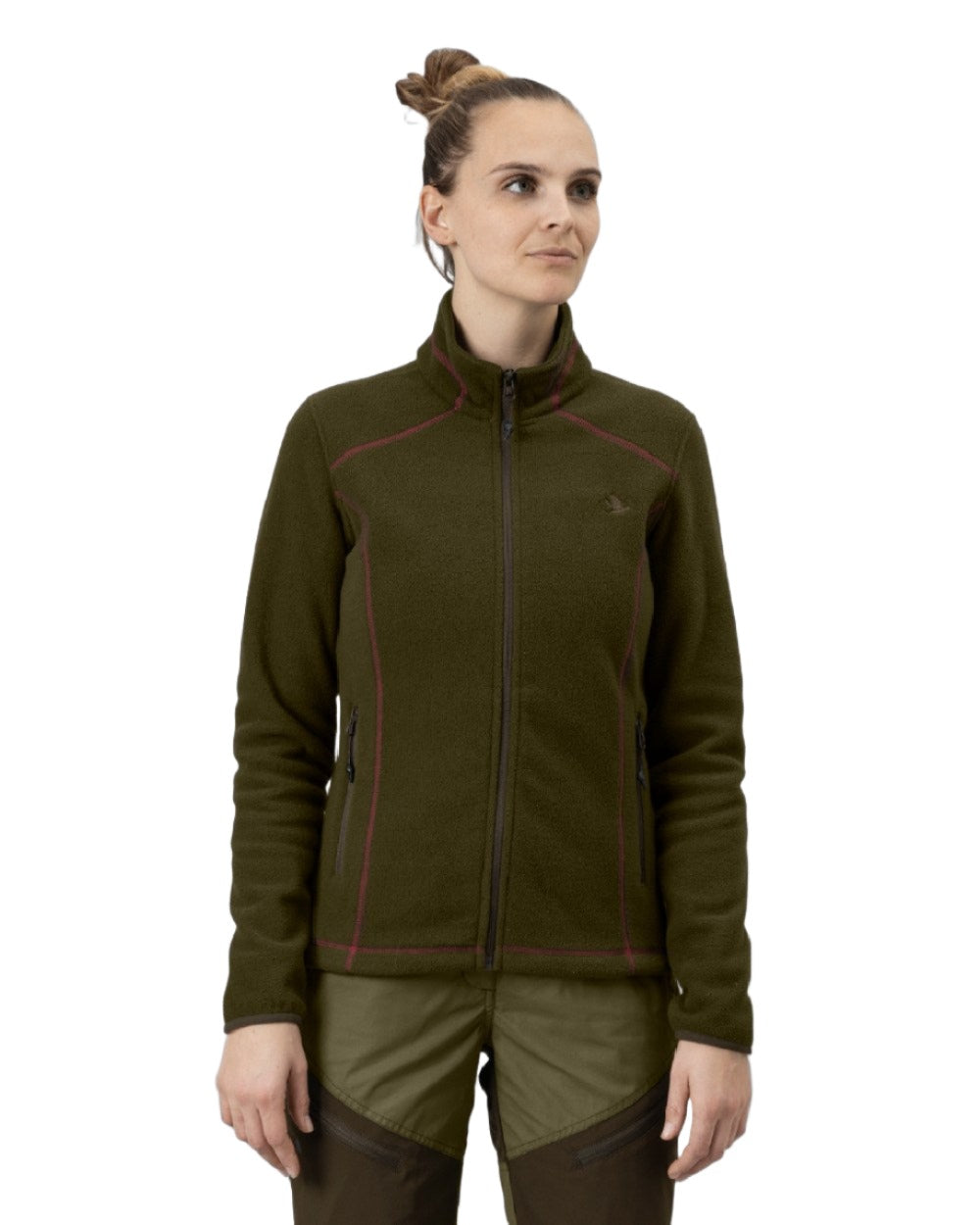 Pine Green Coloured Seeland Billie Fleece Jacket on white background 