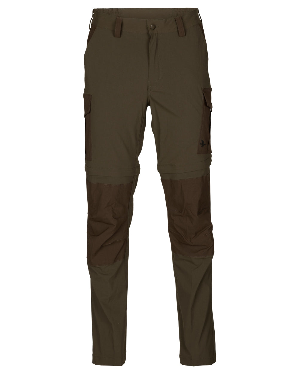 Pine Green Demitasse Brown coloured Seeland Birch Zip-Off Trousers on white background 