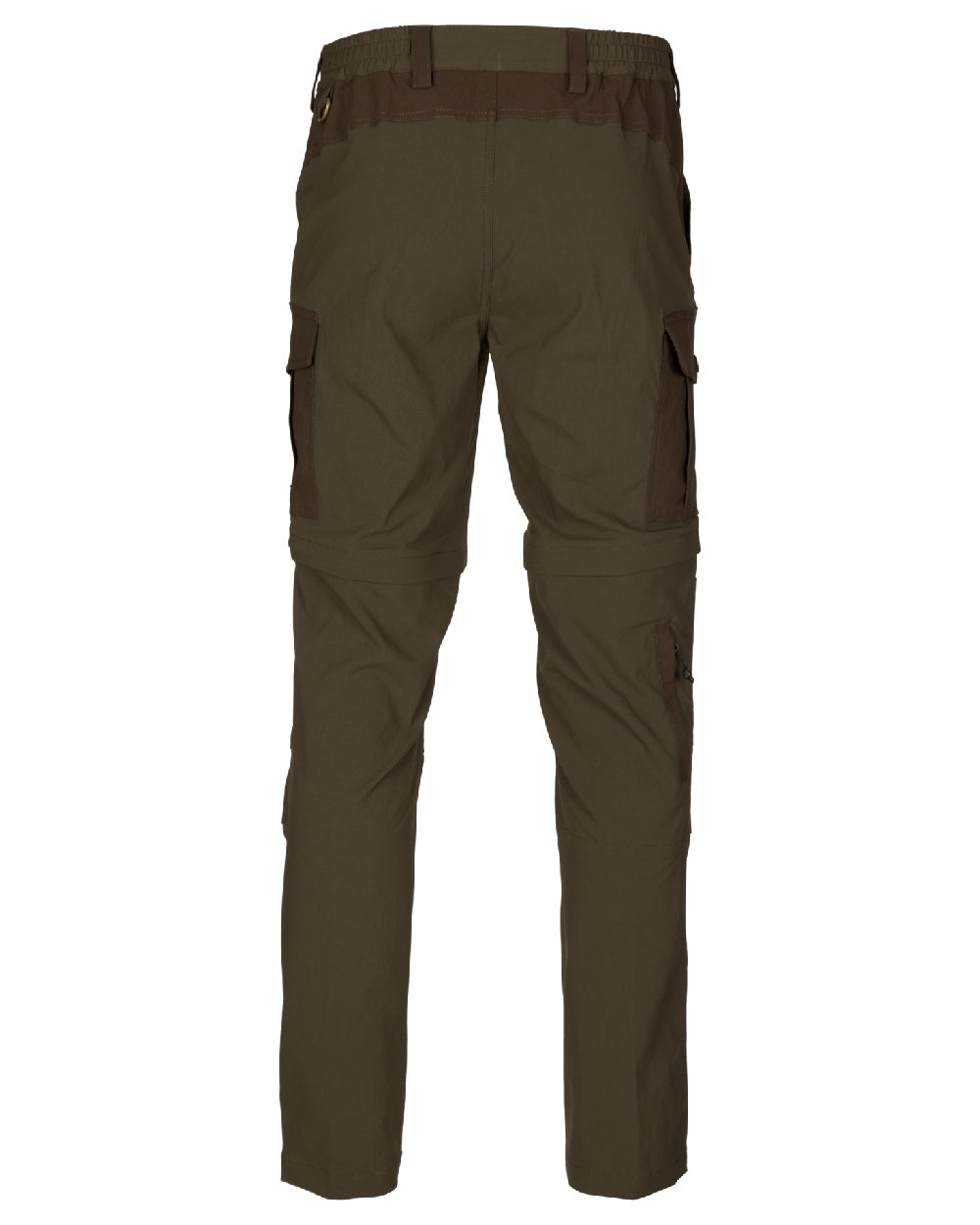 Pine Green Demitasse Brown coloured Seeland Birch Zip-Off Trousers on white background 