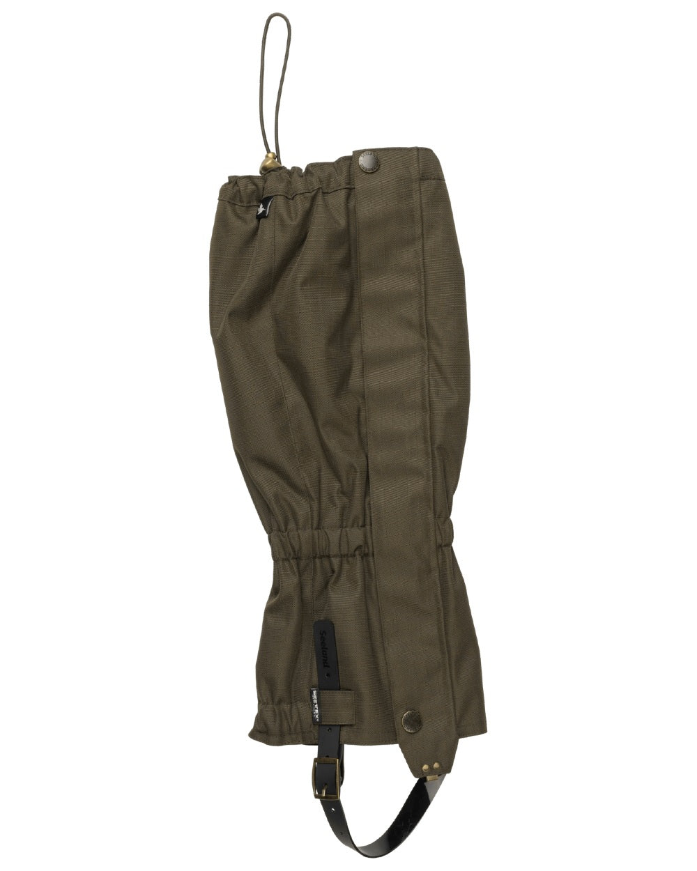 Shaded Olive coloured Seeland Buckthorn Duro Gaiters on white background 