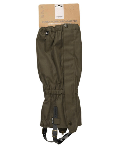 Shaded Olive coloured Seeland Buckthorn Duro Gaiters on white background 