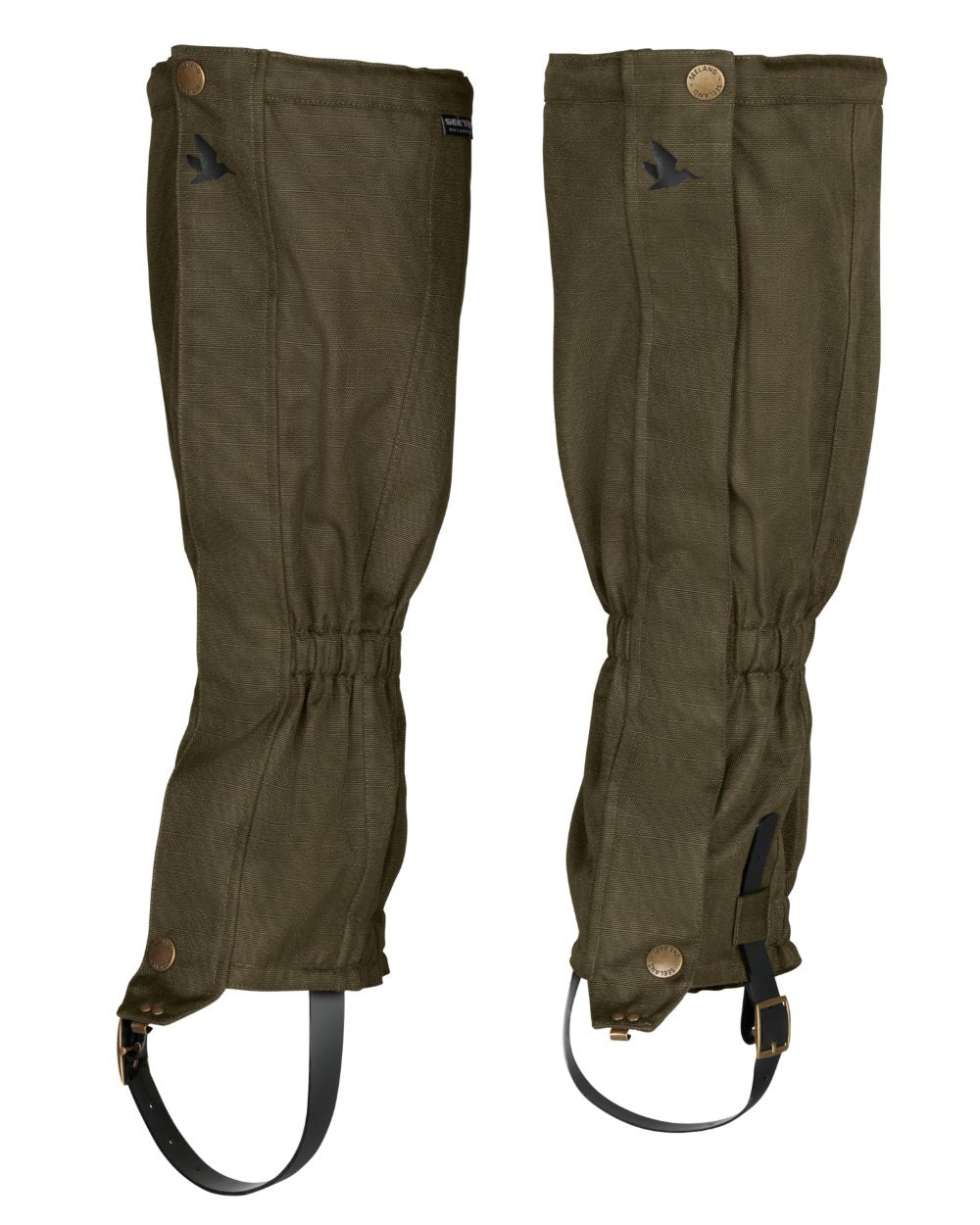 Shaded Olive Coloured Seeland Buckthorn Gaiters on White background 