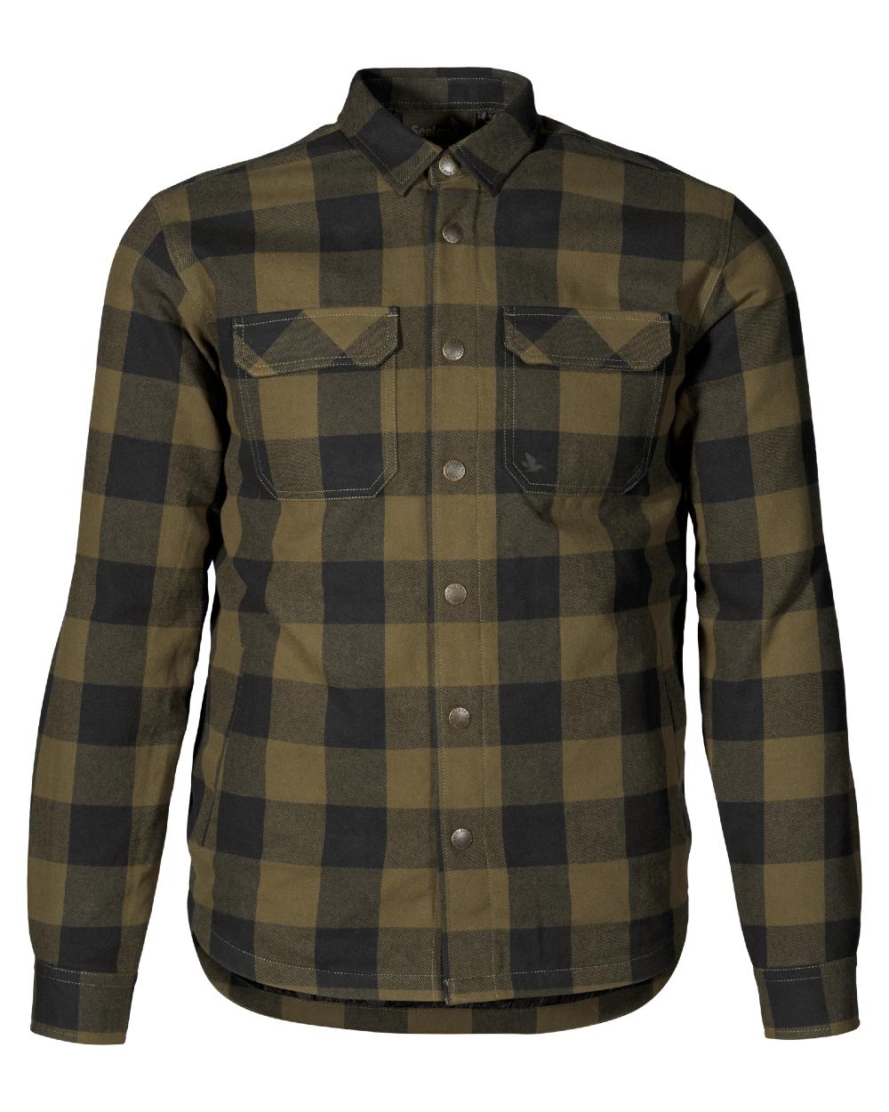 Green Check Coloured Seeland Canada Quilted Shirt on White background 