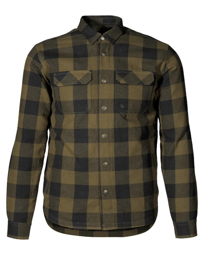 Green Check Coloured Seeland Canada Quilted Shirt on White background 