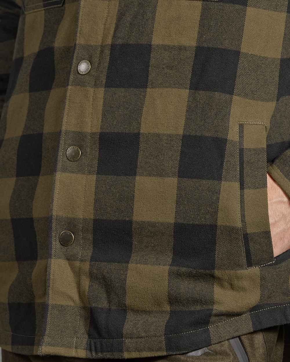 Green Check Coloured Seeland Canada Quilted Shirt on White background 