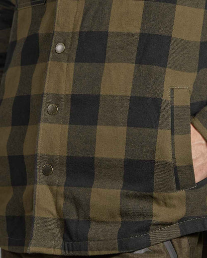 Green Check Coloured Seeland Canada Quilted Shirt on White background 