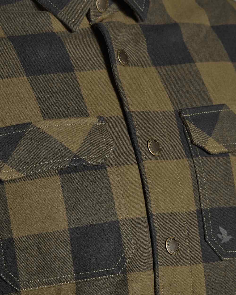 Green Check Coloured Seeland Canada Quilted Shirt on White background 