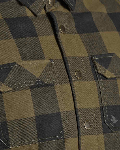 Green Check Coloured Seeland Canada Quilted Shirt on White background 