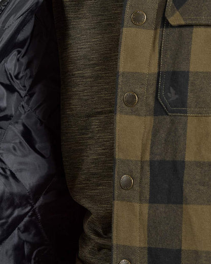 Green Check Coloured Seeland Canada Quilted Shirt on White background 