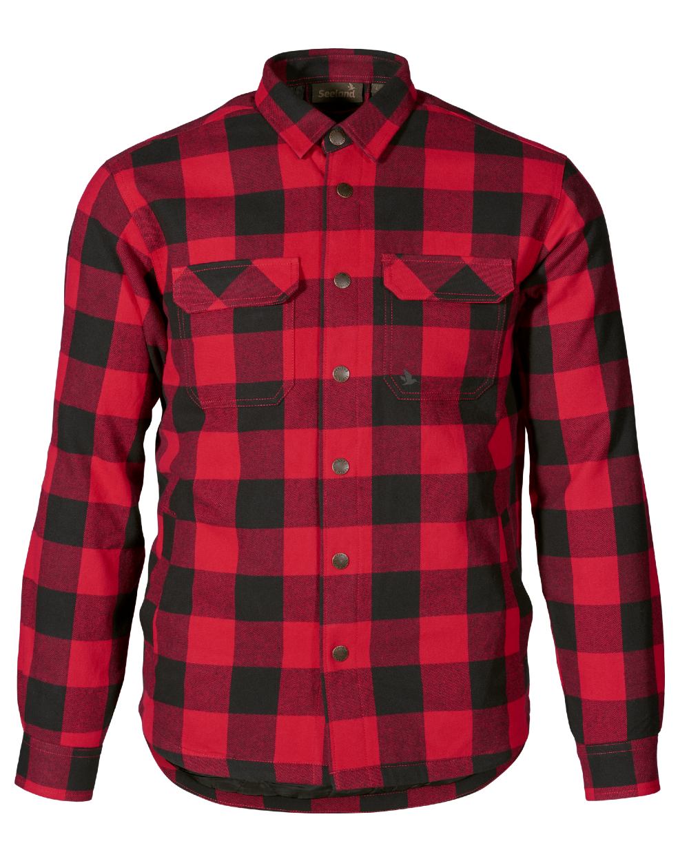 Red Check Coloured Seeland Canada Quilted Shirt on White background 