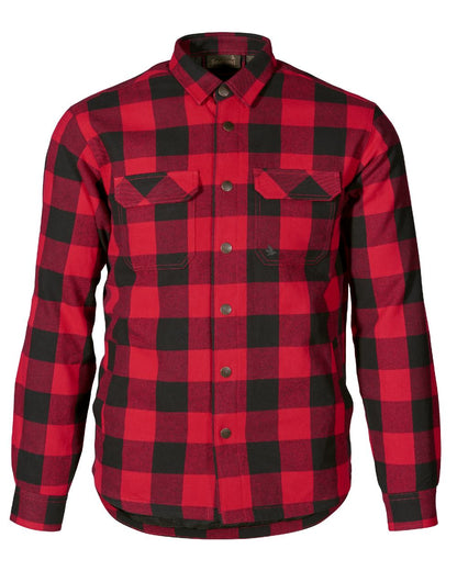 Red Check Coloured Seeland Canada Quilted Shirt on White background 