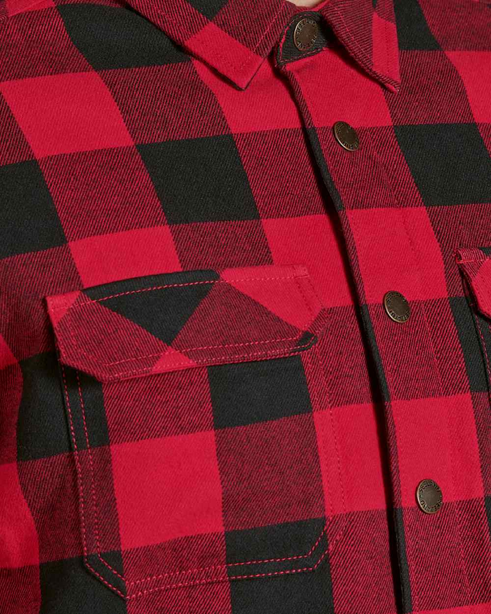 Red Check Coloured Seeland Canada Quilted Shirt on White background 