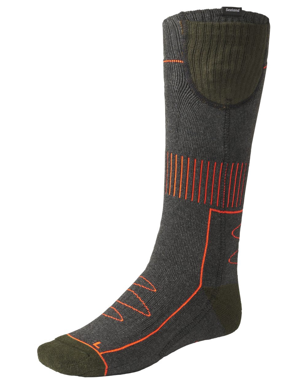 Pine Green Melange coloured Seeland Celsius Heat Socks on white background 