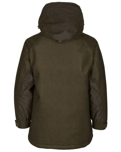 Pine Green Melange Coloured Seeland Childrens Avail Jacket on white background 