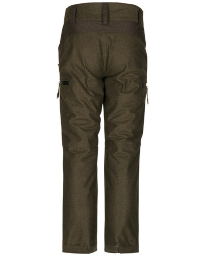 Pine Green Melange Coloured Seeland Childrens Avail Trousers on white background 