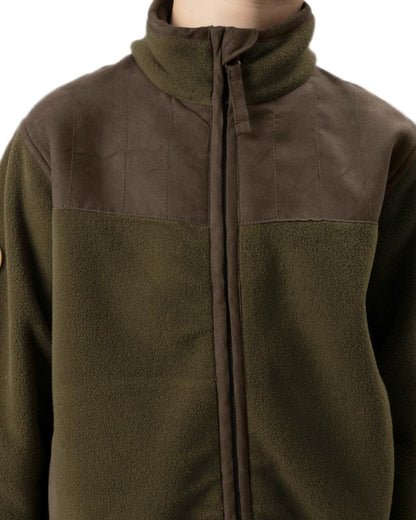 Pine Green Coloured Seeland Childrens Bolt Fleece Jacket on white background 