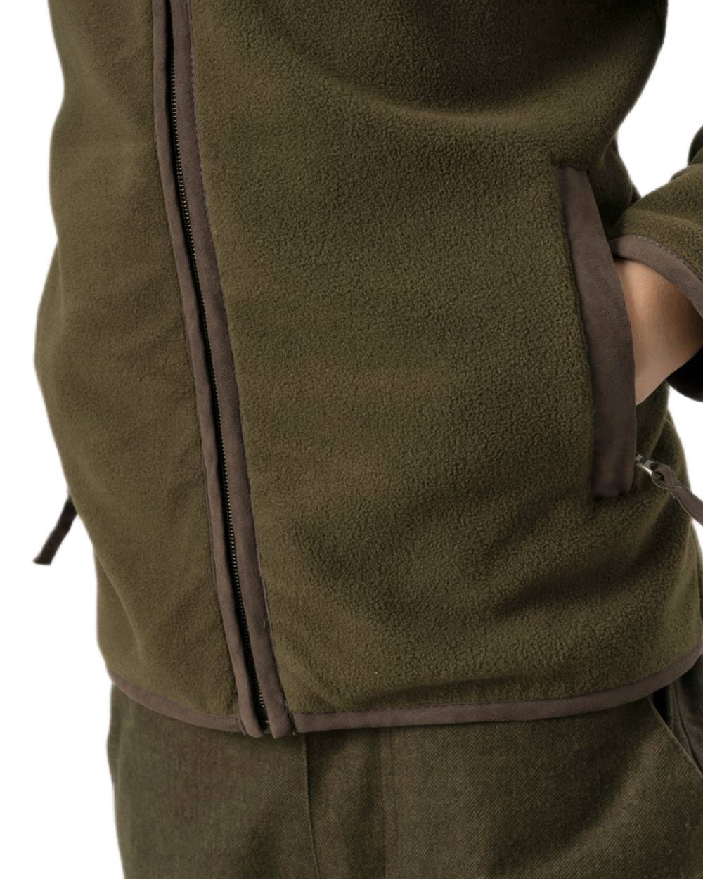 Pine Green Coloured Seeland Childrens Bolt Fleece Jacket on white background 