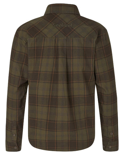 Pine Green Dark Navy Check Coloured Seeland Childrens Glen Flannel Shirt on white background 
