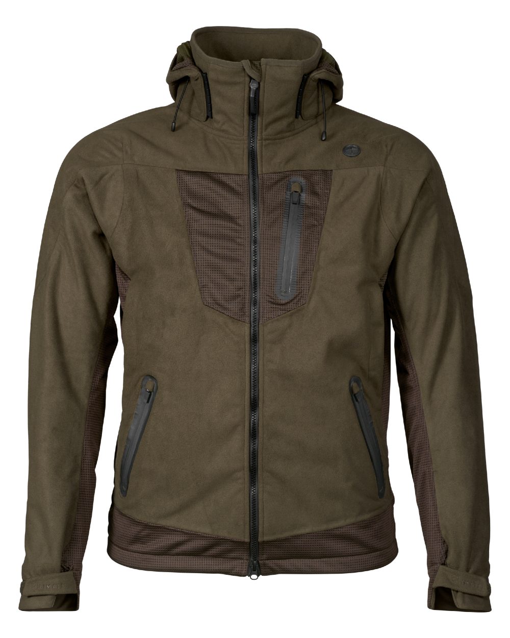 Pine Green Coloured Seeland Climate Hybrid Jacket on white background 