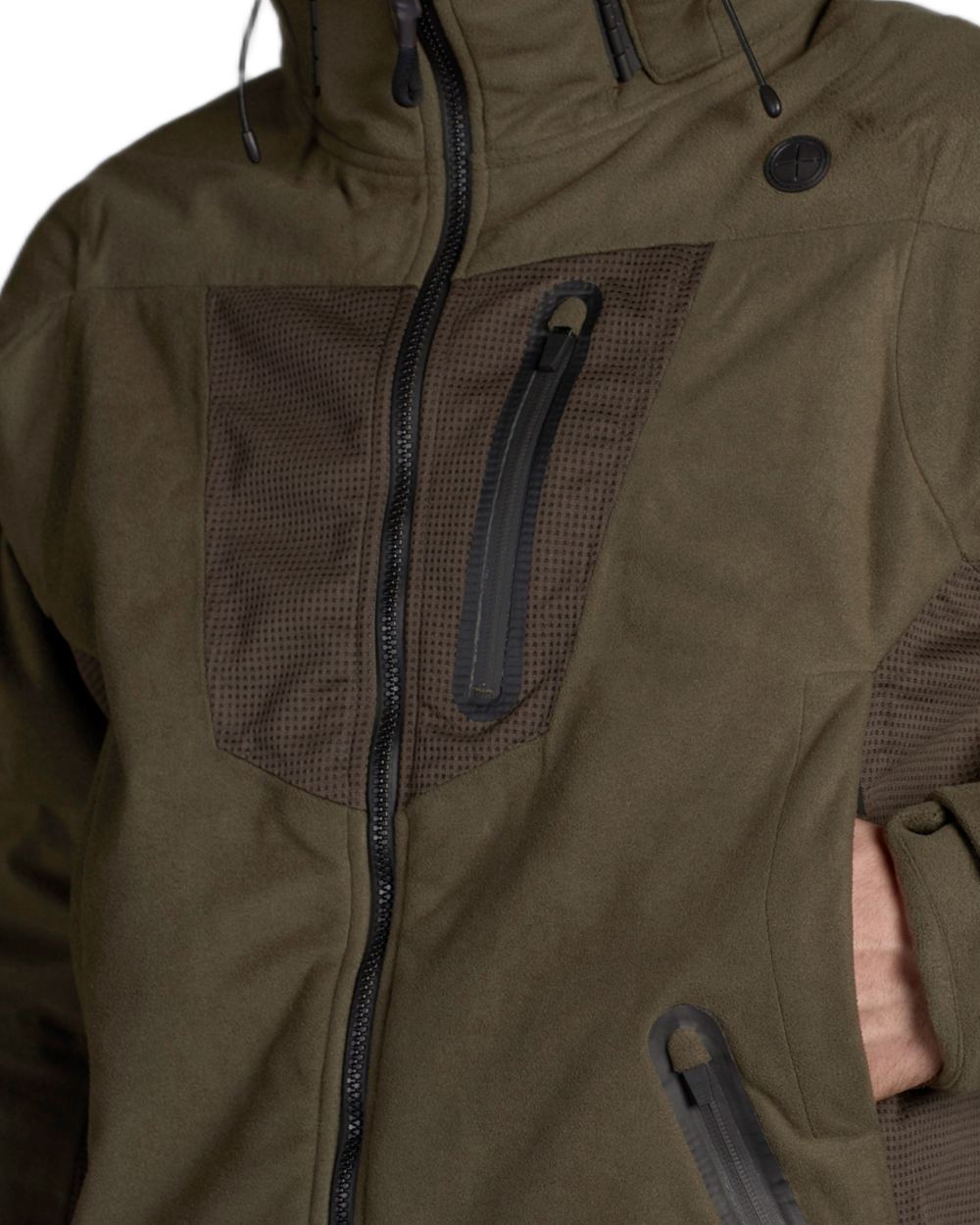 Pine Green Coloured Seeland Climate Hybrid Jacket on white background 