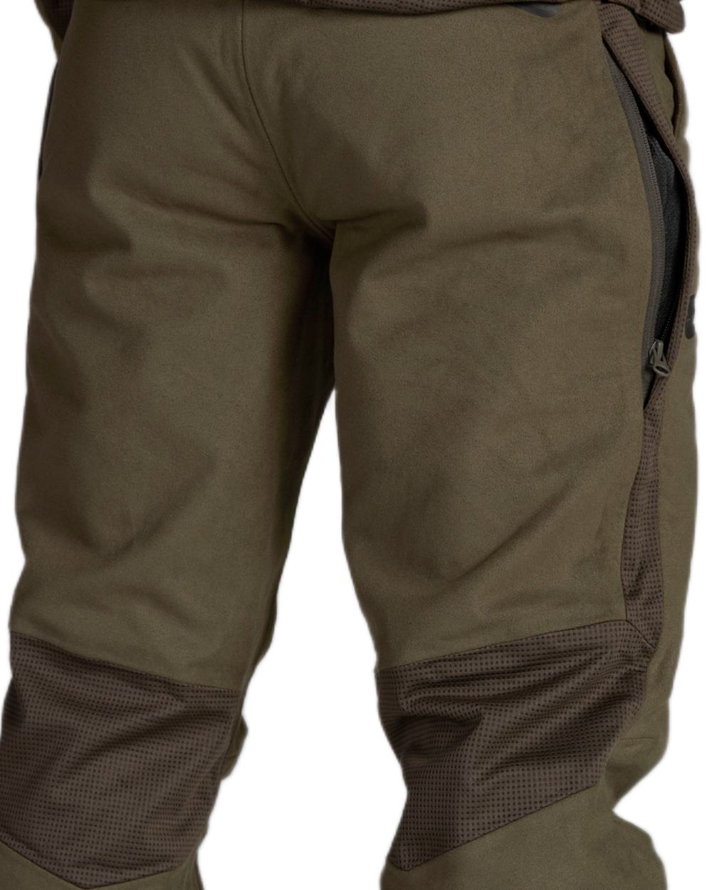 Pine Green Coloured Seeland Climate Hybrid Waterproof Trousers on white background 