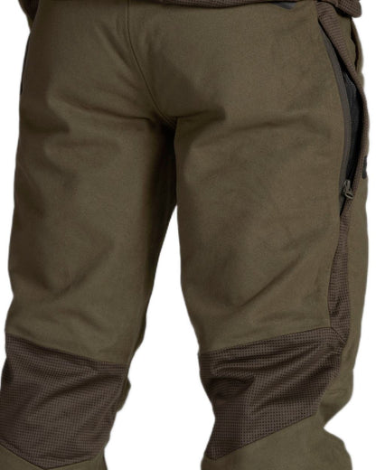 Pine Green Coloured Seeland Climate Hybrid Waterproof Trousers on white background 