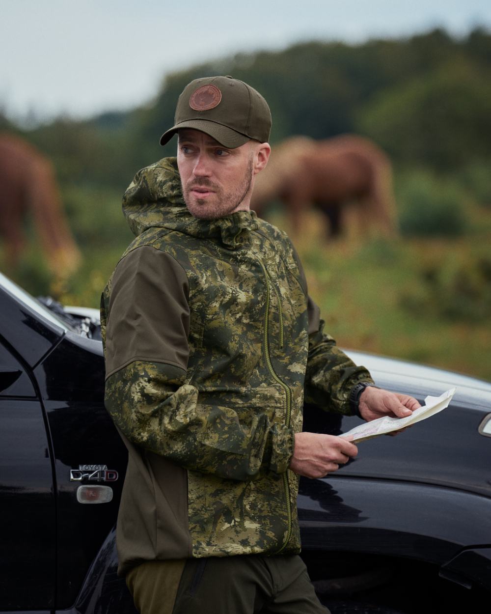 InVis Green Coloured Seeland Cross Windbeater Jacket on outdoor  background 