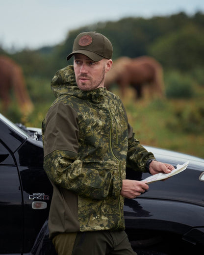 InVis Green Coloured Seeland Cross Windbeater Jacket on outdoor  background 