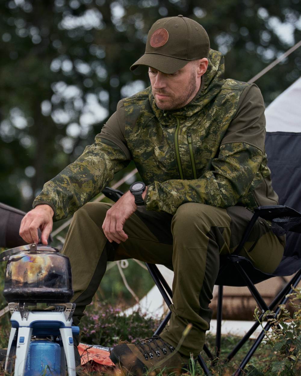 InVis Green Coloured Seeland Cross Windbeater Jacket on outdoor  background 