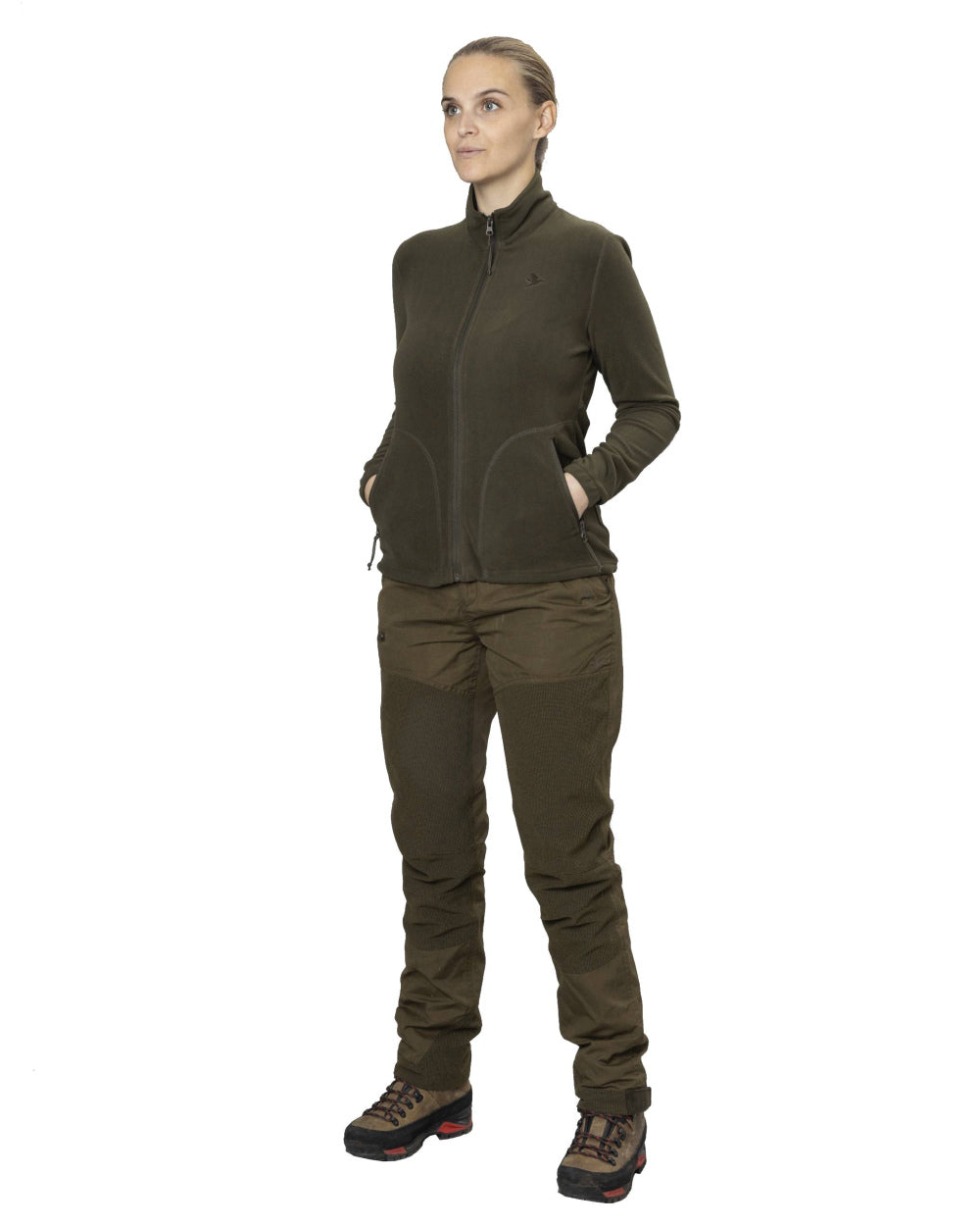 Pine Green Coloured Seeland Dew Fleece Jacket on white background 