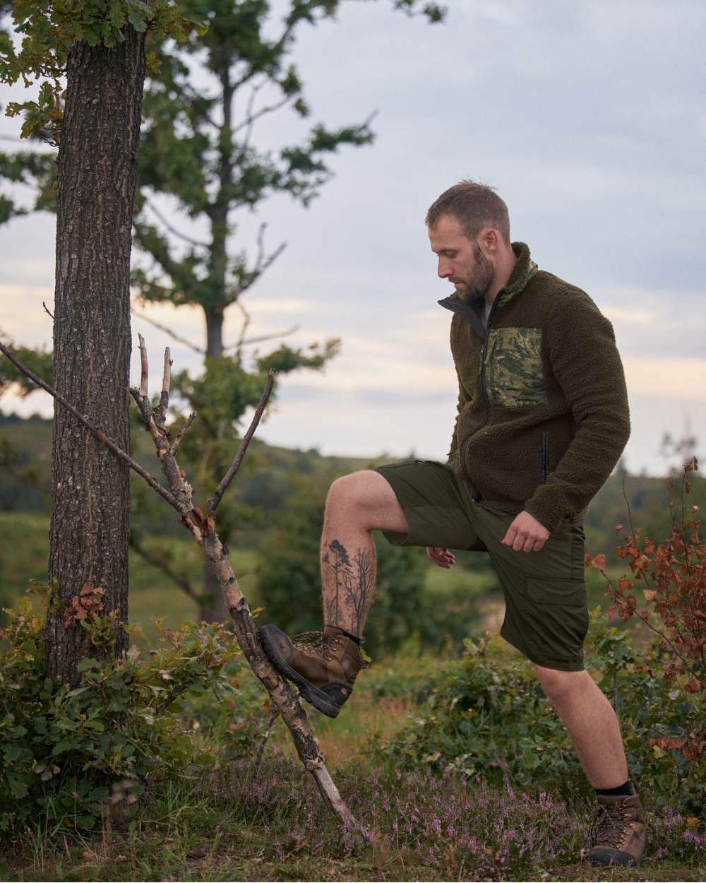 Light Pine Grizzly Brown Coloured Seeland Elm Shorts on outdoor background 