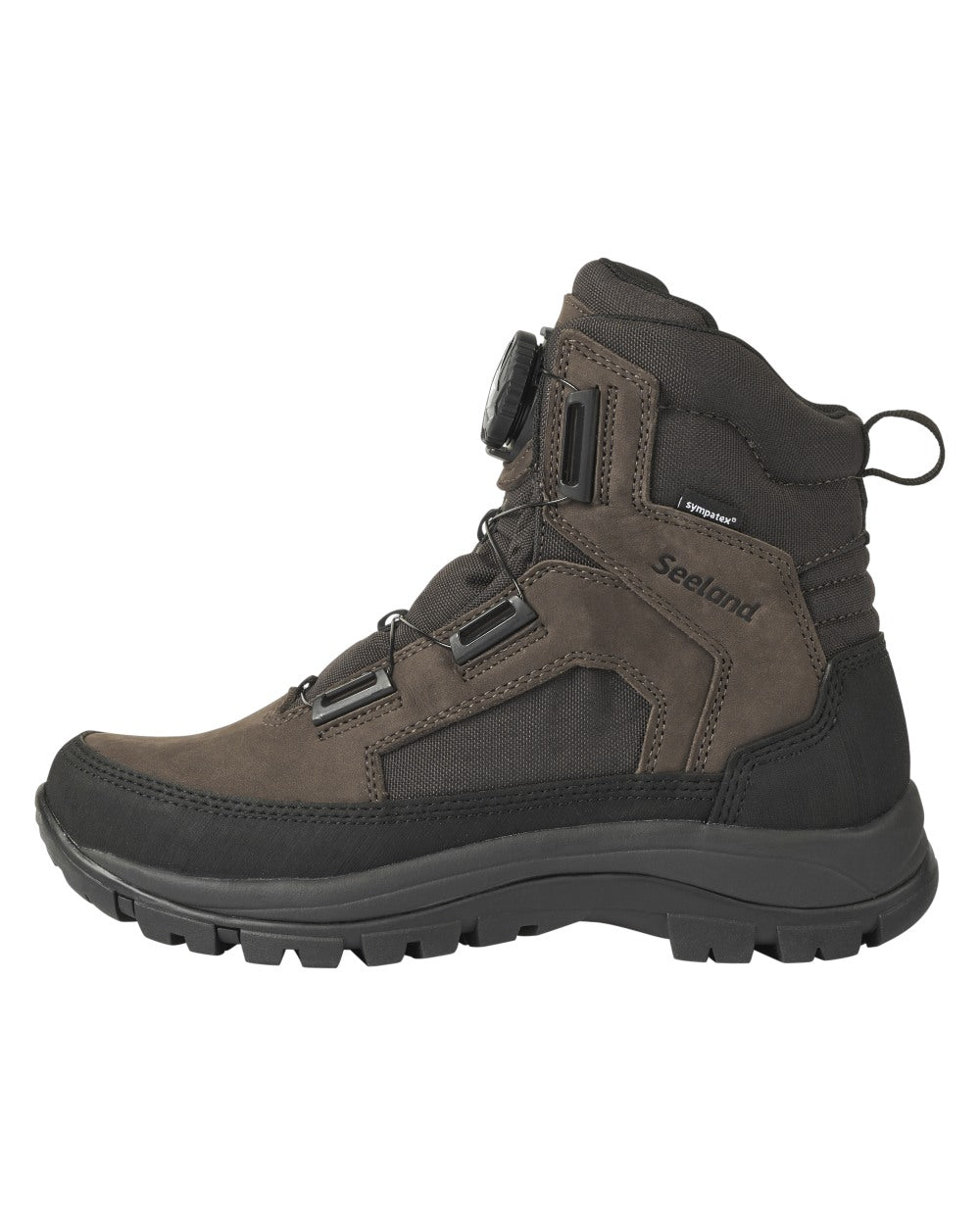 Dark Brown coloured Seeland Enduro Dial Aya Boots on white background 
