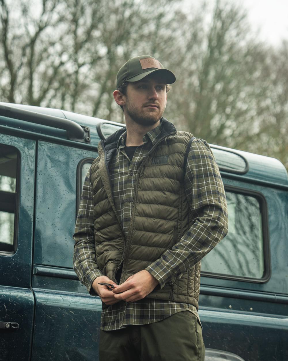 Light Pine Coloured Seeland Fahrenheit Waistcoat on outdoor background 