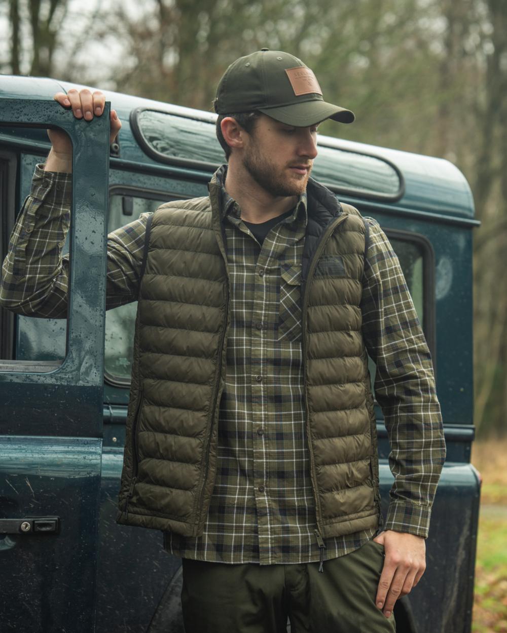 Light Pine Coloured Seeland Fahrenheit Waistcoat on outdoor background 