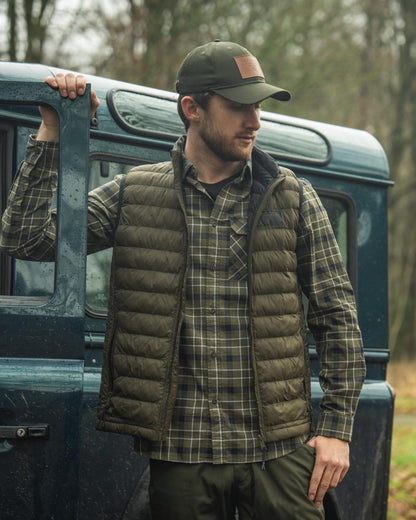 Light Pine Coloured Seeland Fahrenheit Waistcoat on outdoor background 