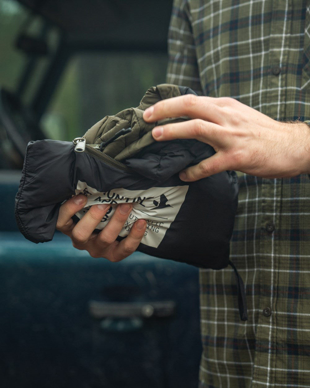 Light Pine Coloured Seeland Fahrenheit Waistcoat on outdoor background 