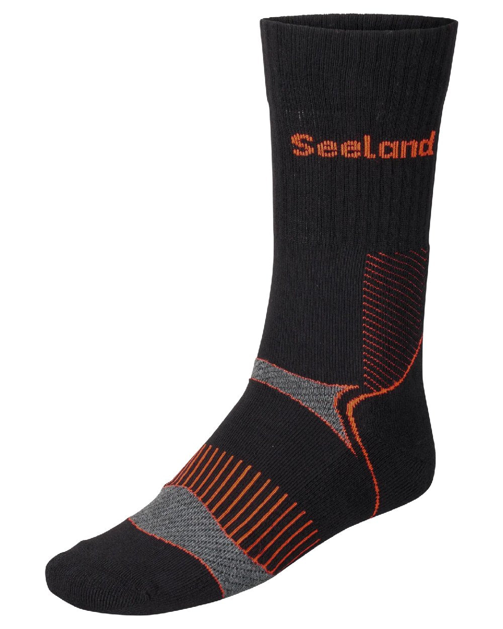 Black Dark Grey Coloured Seeland Field Coolmax Socks Twin Pack on White Background
